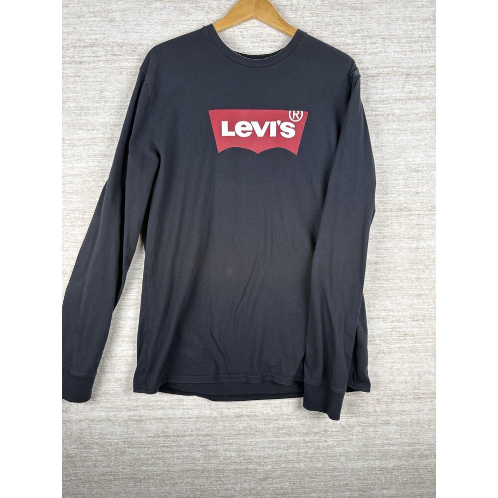 Levi's T-Shirt Men's Xl Long Sleeve Black Logo Crewneck